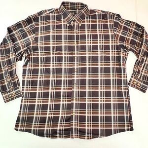 EUC XL Jos. A. Bank Button Down Shirt Long Sleeve Brown, Cream, and Tan 010